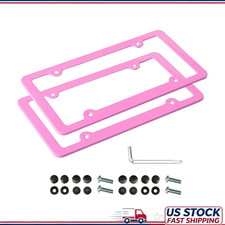Pink License Plate Frame 2 Pack Universal American Car Plate Holder Rust-proof Pink License Plate Frame 2 Pack Universal American Car Plate Holder Rust-proof
