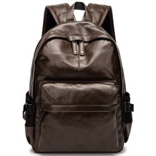 Leather Laptop Backpack for Men Women, School College Bookbag Casual Travel D...