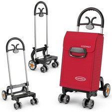 Folding Shopping Cart Utility Hand Truck w/ Rolling Swivel Wheels Removable Bag