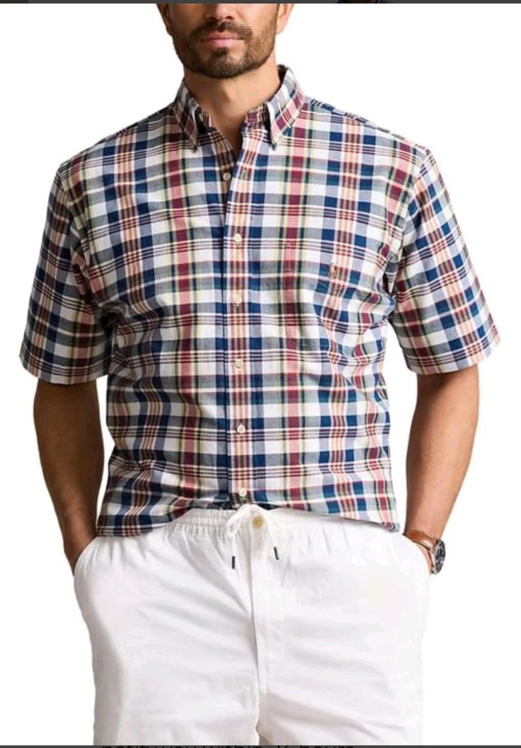 Polo Ralph Lauren Men’s Big & Tall White Blue Striped Classic Shirt XLT NWT