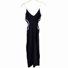 Reformation Lilou Dress Medium Womens Black Knit Waist Cut Outs Midi
