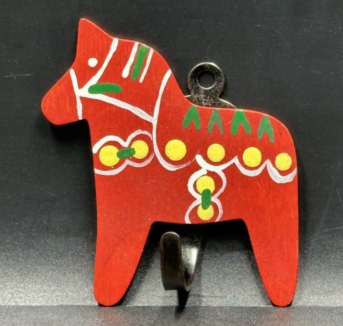 Vintage Swedish Dala Style Horse Shaped Single Hook Coat Hat Leash - Picture 2 of 7