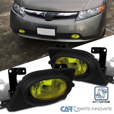 Fits 06-08 Honda Civic 4dr Sedan Front Bumper Yellow Fog Lights Kit Lampsswitch