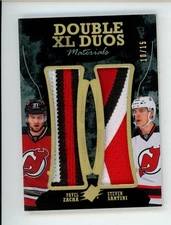 2016 17 SPX PAVEL ZACHA STEVEN SANTINI Double XL DUOS Dual Used Jersey Patch 15