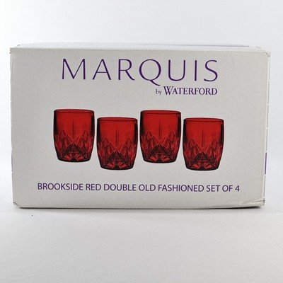 Marquis by Waterford Brookside Red Double Old Fashioned Glasses Set of 4 New
