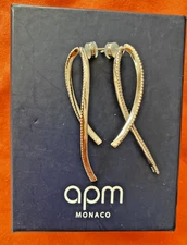 APM Monaco silver crystal Croisette 2 piece earrings sold with packaging