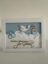 Handgemachte Grußkarte zur Geburt, für Jungen. 11x14 Cm