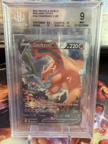Pokémon TCG Charizard v UR Card 154/172 Sword & Shield Brilliant Stars BGS 9