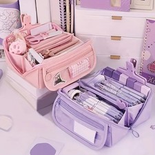 Large Capacity Pencil Case Organizer Multi-Compartment Desktop School Office Sup