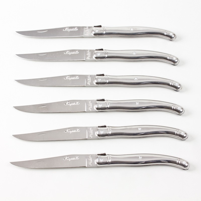 Couteaux Laguiole inox pliants coffret de table 6 pièces en acier inoxydable