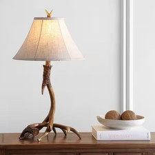 JONATHAN Y Antler 27.5 in. Rustic Resin LED Table Lamp, Brown