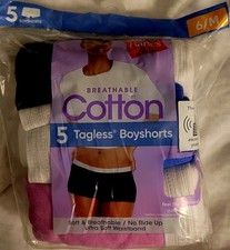 Hanes Cotton Breathable Tagless Womens  s Boyshorts 5 Pack Size 6/M