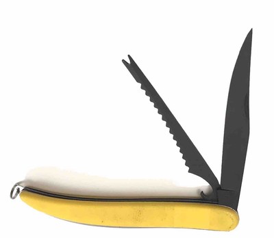 Inox Fish Knife Yellow Fishing Solingen Germany Vintage 11325-MR