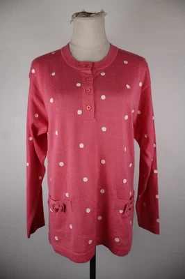 Pierre Cardin Pull Femme Taille 44 Cachemire/Laine Rose Pois Vintage Casual - Photo 1/4