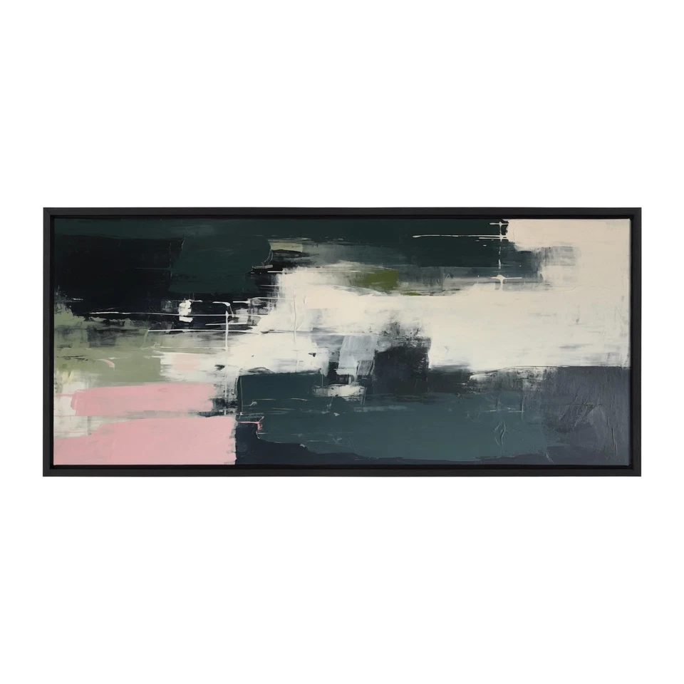Sylvie Emerald Blush Framed Canvas Wall Art by Amy Lighthall; 18x40 Black; Co... - Image 2 of 4