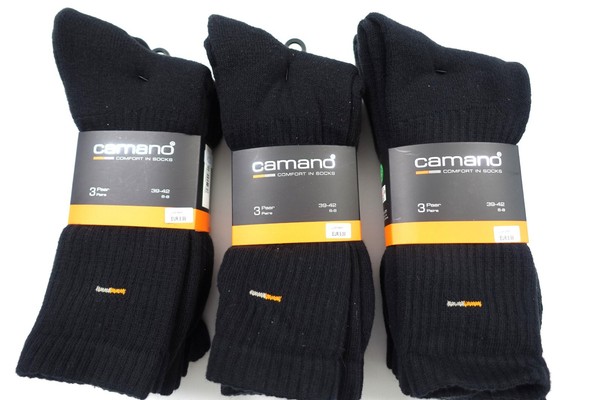 Neu - 9 Paar Camano Herren Classic Sport Socken - Gr. 39-42 - Schwarz - Paket !-image