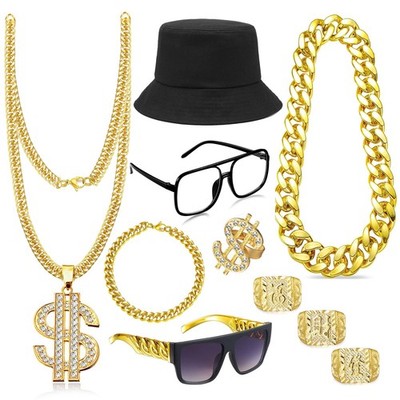 Hip Hop Costume Kit 80s 90s Rapper Accessories Bundle