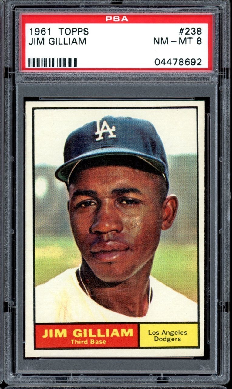 1961 Topps Baseball #238 Jim Gilliam PSA 8 view 1