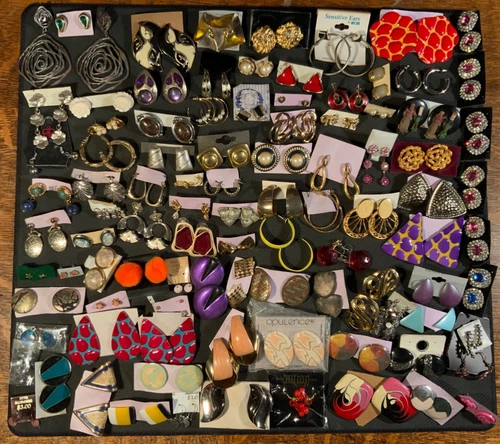 Huge Vintage/modern costume Jewelry Lot Earrings. 97 pairs. No singles
