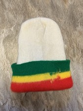 Vintage Knit Winter Hat - White/Green/Yellow/Red - Unisex
