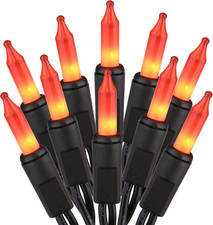 Orange Halloween Lights Outdoor, 21.63 Ft 100 Count Incandescent