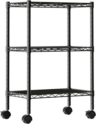 3 Tier Metal Shelving, Heavy Duty Shelves Wire Shelving Unit with Removable Whee