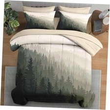 Comforter Set Size, Mountain Pine Tree 5 Pcs Bedding for Twin Natural Forest