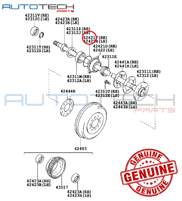 FOR TOYOTA HILUX TGN36 INNOVA TGN140 GUN143 GUN142 NEW REAR AXLE ...