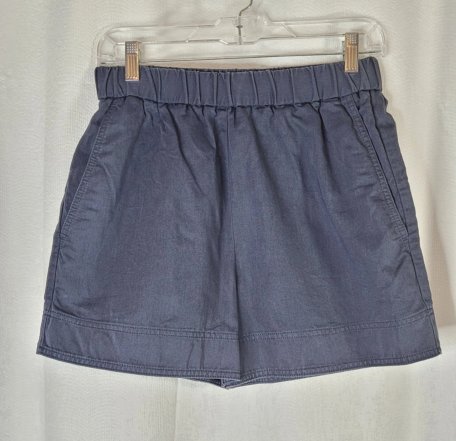COS Navy Blue Cotton Blend Shorts Elastic Waist Pull On Casual Shorts Size 6