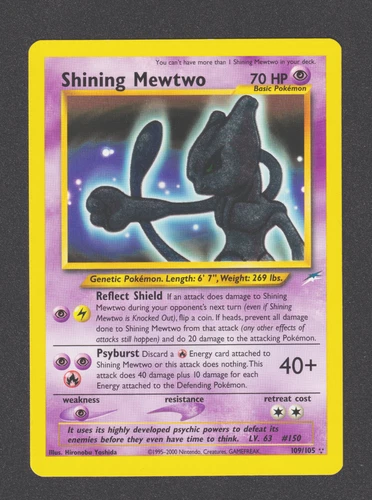 Shining Mewtwo 109/105 Neo Destiny Rare Holo Pokemon Card WOTC 2002 - Excellent
