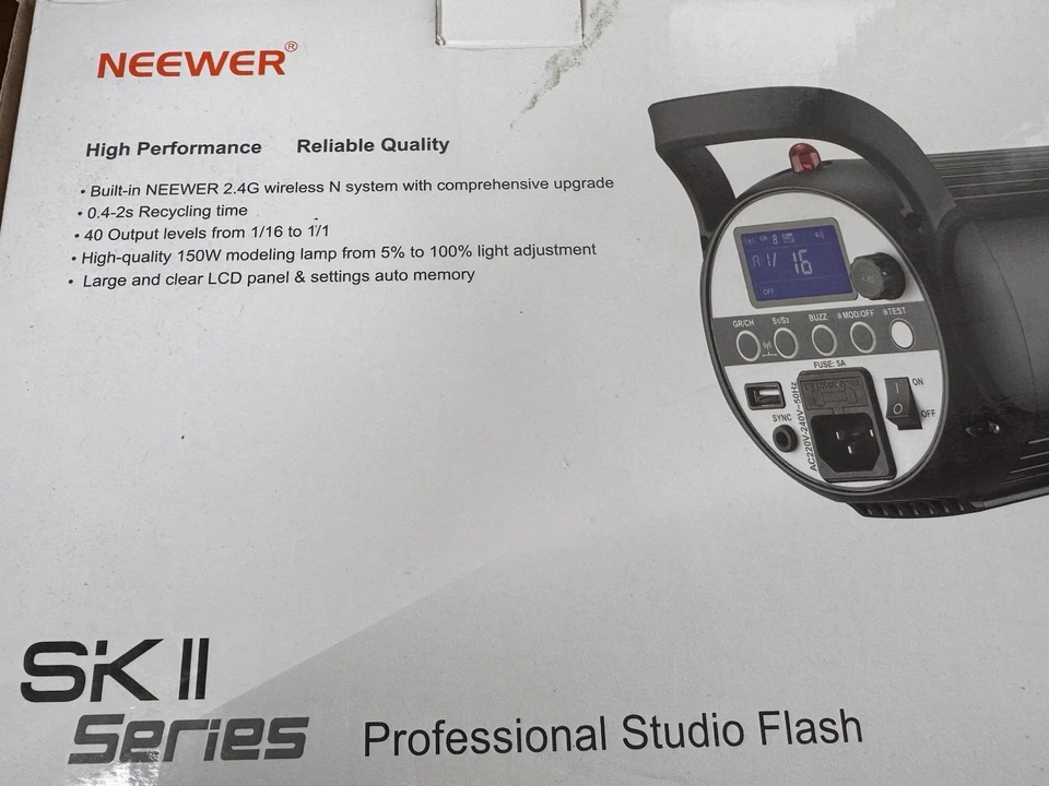 NEEWER PROFESSIONAL STUDIO FLASH Bowens 150 W Large LCD NEW-open Pack SK400 II - Image 4 of 4