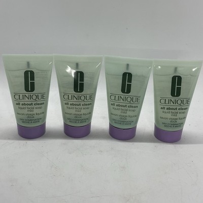 Lot 4x Clinique All About Clean Liquid Facial Soap Mild, 1 oz/30 ml