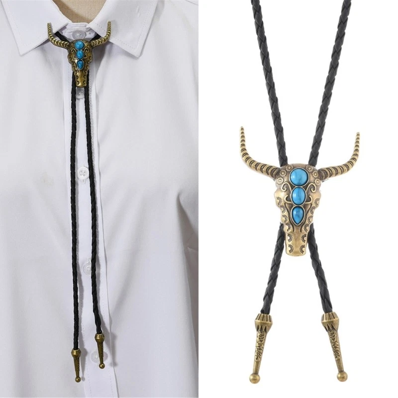 Cow Head Pendant Bolotie Antique Necklace Jewelry Necktie For Men Shirt Sweater
