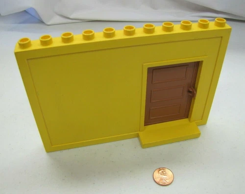 Lego Duplo Yellow Wall Panel W/ Brown Sliding Door & Threshold Vintage 9977