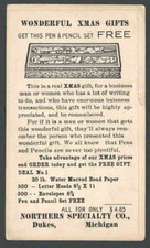 1932 Duke Mi Xmas Pen & Pencil Set Free W/Purchase Of Bond Paper Has Edge Faults