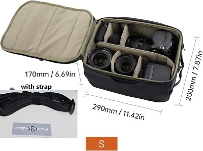 PGYTECH Nylon Waterproof DSLR SLR Lens Partition Padded Storage Insert Bag+Strap