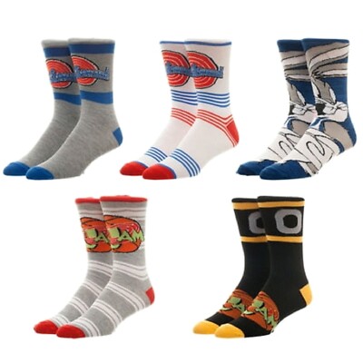 Space Jam Casual Crew Variety Men's Socks, 5 Pairs- size 10/13 - NWT