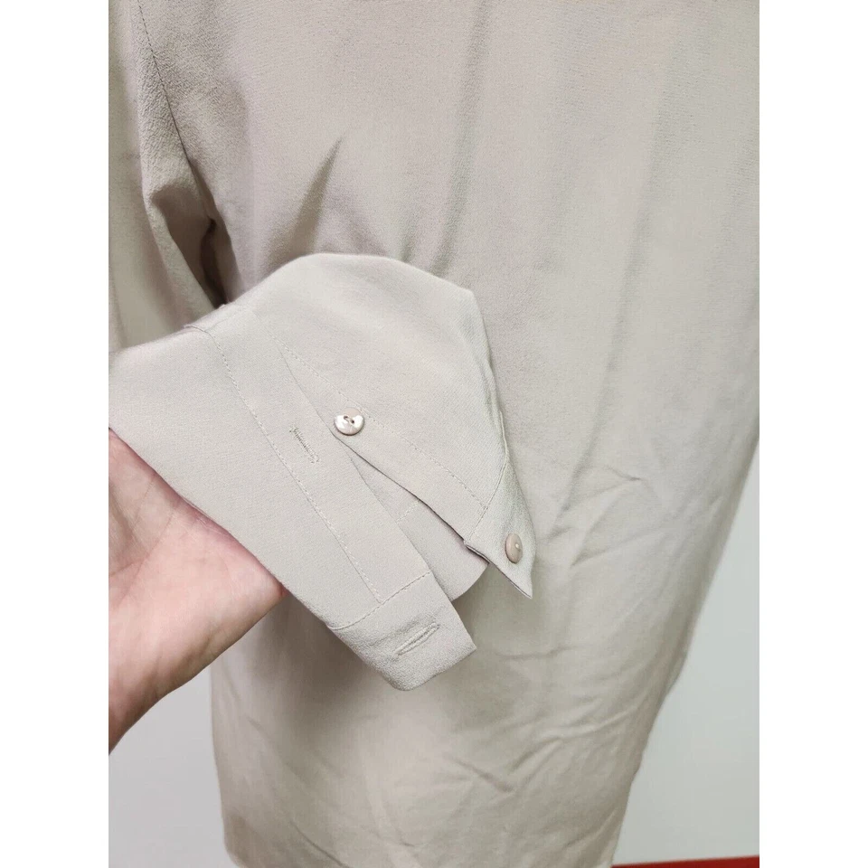 Blusa Max Mara Beige Para Mujer con Botones 100% Seda Fluida Gasa Talla 8 Foto 4 de 4