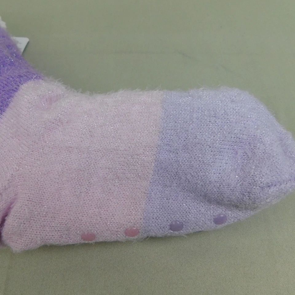 Calcetines deportivos Sherpa forrados de lana antideslizantes hasta la pantorrilla bloque de color púrpura #7367 Foto 2 de 4