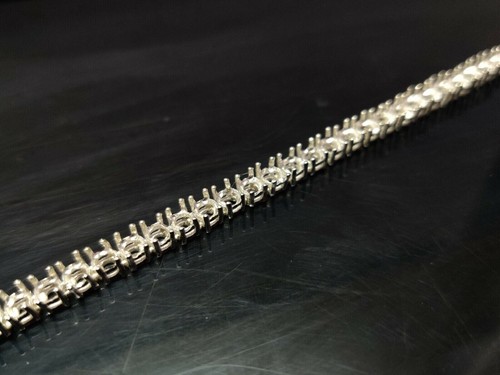 Halbmontierte leere Krappe 4 mm runde Fassung 925 Silber Tennis Halskette 23 ZOLL - Bild 9 von 9