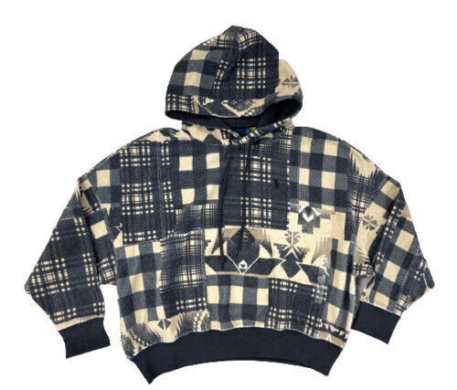 NUOVA POLO RALPH LAUREN OVERSIZE FELPA CON CAPPUCCIO MAGLIONE XL NERO SOUTHWEST AZTEC PONY
