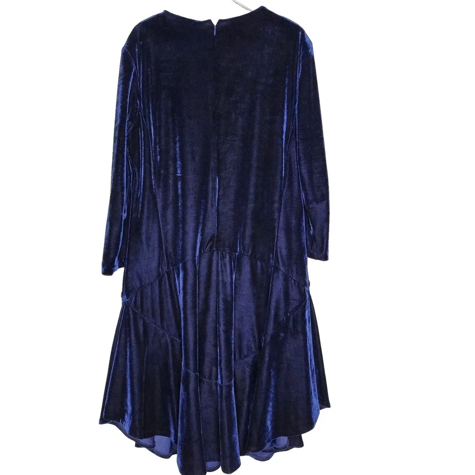 Vestido Donna Morgan Shift 12 Azul Marino Manga 3/4 Terciopelo Cachicho Hada Foto 2 de 4