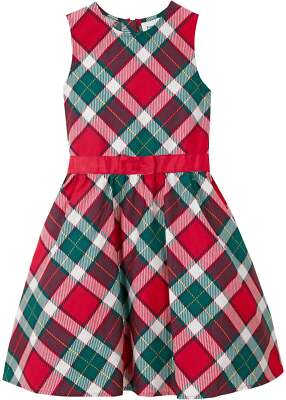 Neu Kleid mit Karodruck Gr. 110 Rot Tiefgrün Wollweiß Mädchenkleid Ärmellos