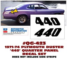 Ge-qg-423 1971-74 Plymouth Duster - 440 Quarter Panel Decal Set