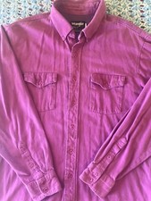 Vintage Wrangler X-Long Tails Brushpopper Shirt Magenta Size 17x35 Made in USA