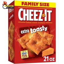 Cheese Crackers, Baked Snack Crackers, Lunch Snacks, Family Size, Extra Toasty, 
