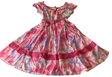 Unique Vintage Dress Womens Size M 6-8 Pink Purple Tie Dye Back Zip Belted