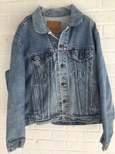 VTG LEVIS TRUCKER MENS 44 DENIM JEAN JACKET BOMBER USA made VINTAGE RED LABEL e