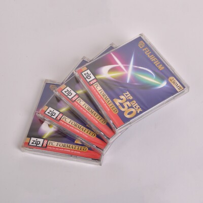 4 x Festplatten - Fujifilm Zip Disk 250MB PC formatiert - versiegelt - Retro
