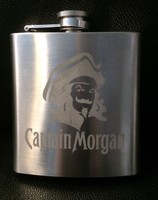 Captain Morgan Rum Stainless Steel Hip Flask 6oz Captain Morgan Rum Stainless Steel Hip Flask 6oz